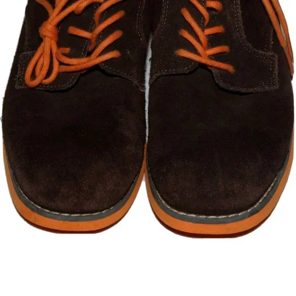 FLORSHEIM BOYS SHOES brown suede leather, orange sole size 4M - Picture 6 of 10
